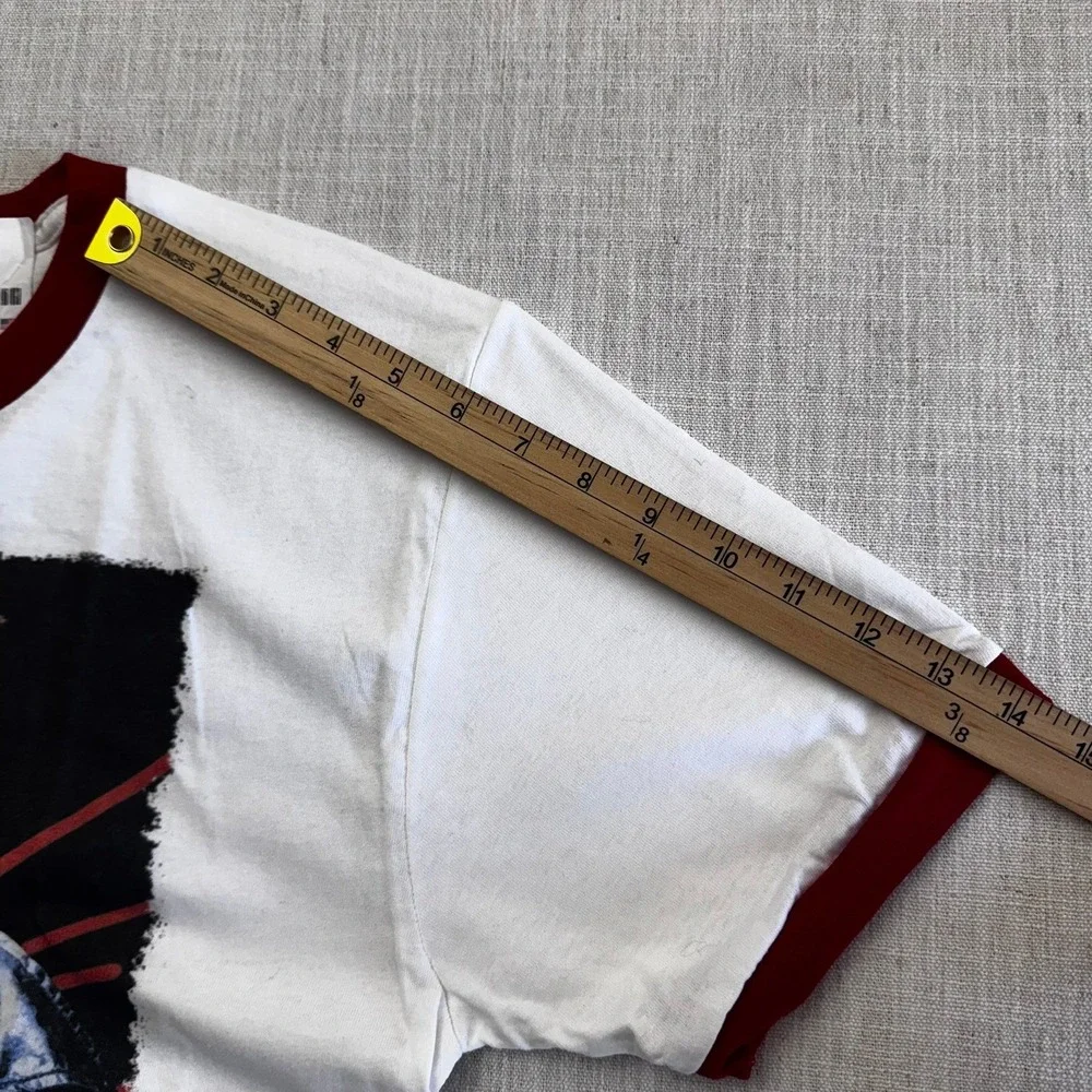 The Terminator Italian Key Art Cyborg Ringer T-Shirt White‎ Red Mens Medium
